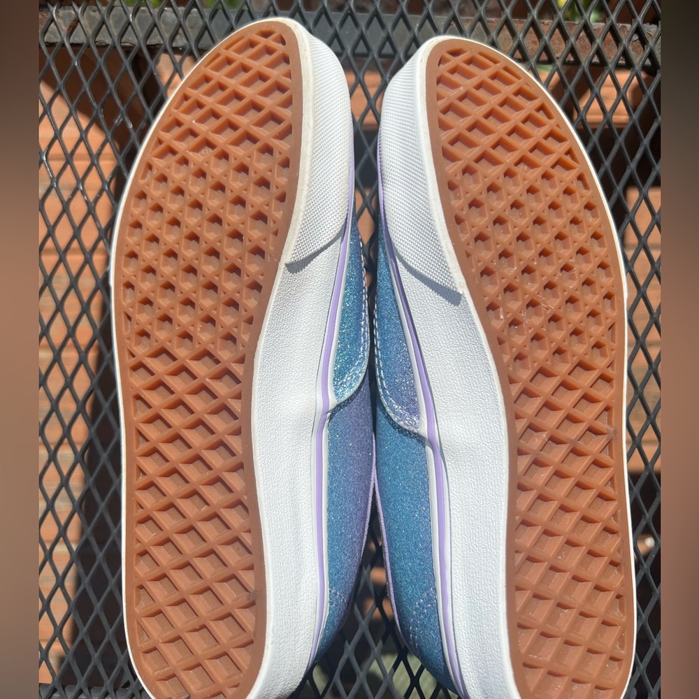 Vans Kids’ Ombré Authentic Blue and Purple Glitter Sneakers (no shoelaces) - Picture 8 of 8